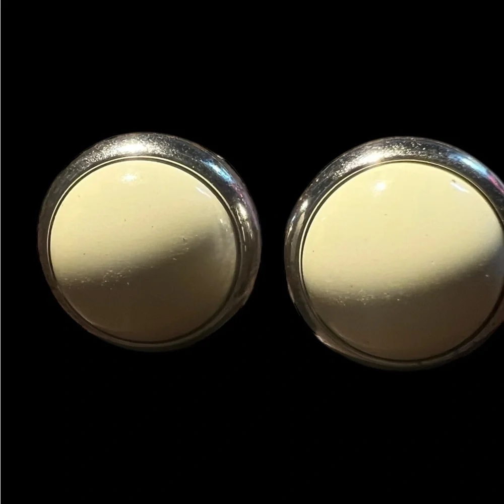 Hermes Cream and Silver Earrings - Picture 2 of 4